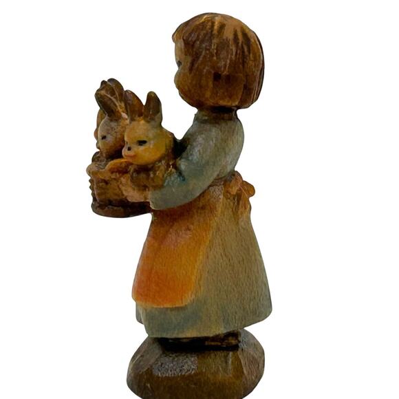 Anri Italy Ferrandiz Basket of Joy 1” With Dome Bunnies Rustic Holiday Gift - Picture 7 of 16